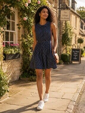 Jack Wills Navy Floral Fit & Flare Collared Mini Dress Pockets Size 4